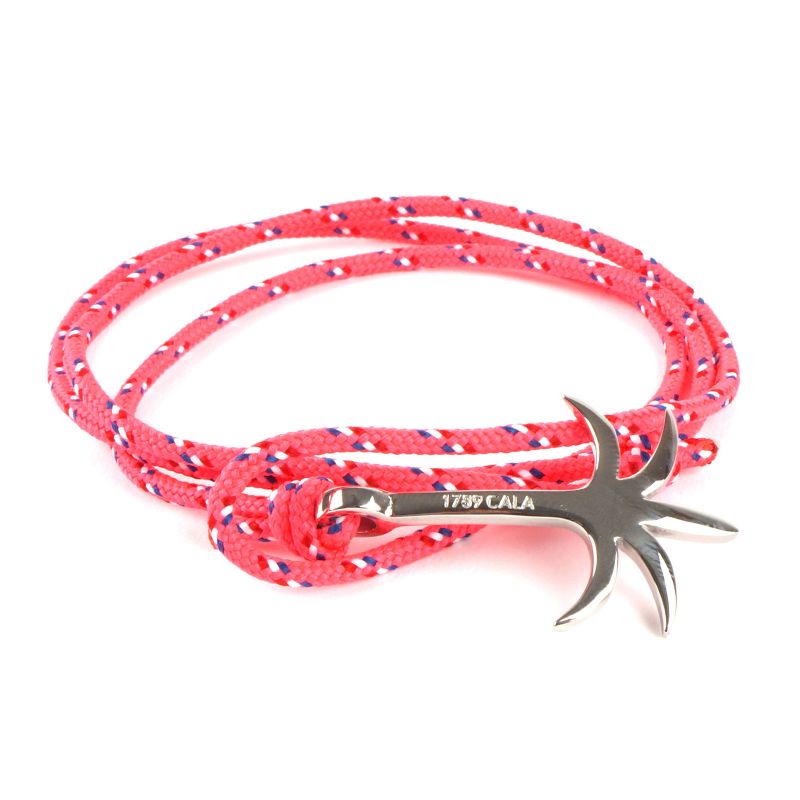Плетеный веревочный браслет ярко-розового цвета с застежкой-пальмой - BRACELET PALMIER FLUO ROSE