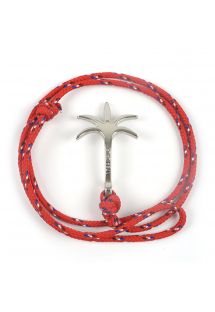 Flettet tauarmbånd i rødt med palmeanheng - BRACELET PALMIER ROUGE