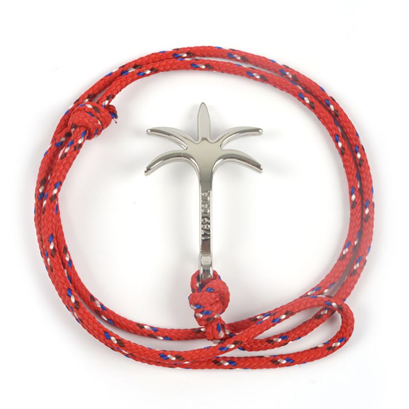 Плетеный веревочный браслет красного цвета с застежкой-пальмой - BRACELET PALMIER ROUGE