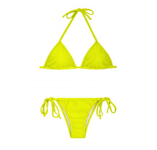 A Lime Yellow Triangle Bikini With Brazilian Bottoms - Acid Cort Lacinho
