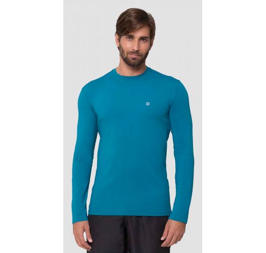 Herren-T-Shirt petrolblau langärmlig - UPF50 - CAMISETA UVPRO PETROLEO - SOLAR PROTECTION UV.LINE