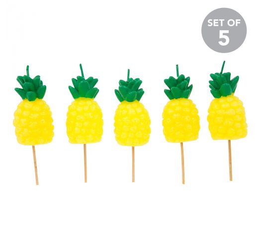 Set of 5 pineapple pick candles - PINEAPPLE CAKE CANDLE