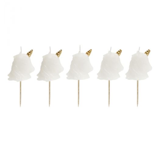 Set of 5 unicorn pick candles - UNICORN CAKE CANDLE