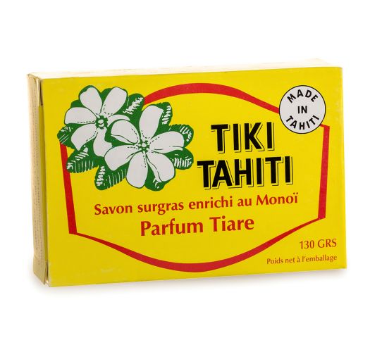 thơm xà phòng thực vật có mùi thơm hoa Tairé với 2% Monoi -  TIKI SAVON TIARE 130g