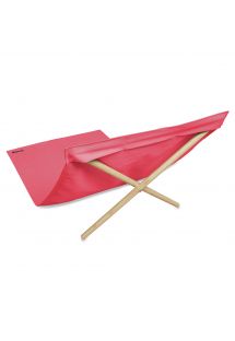 Wiśniowo-różowy leżak plażowy 140x70 cm płótno i sosna - NEO TRANSAT ROSE CERISE
