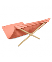 Orange deckchair from canvas and pine, 140x70cm - NEO TRANSAT ABRICOT