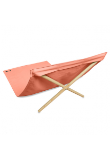 Orange deckchair from canvas and pine, 140x70cm - NEO TRANSAT ABRICOT