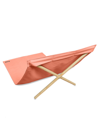 Orange deckchair from canvas and pine, 140x70cm - NEO TRANSAT ABRICOT