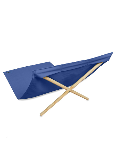 Blue deckchair from canvas and pine, 140x70cm - NEO TRANSAT BLEU ROI