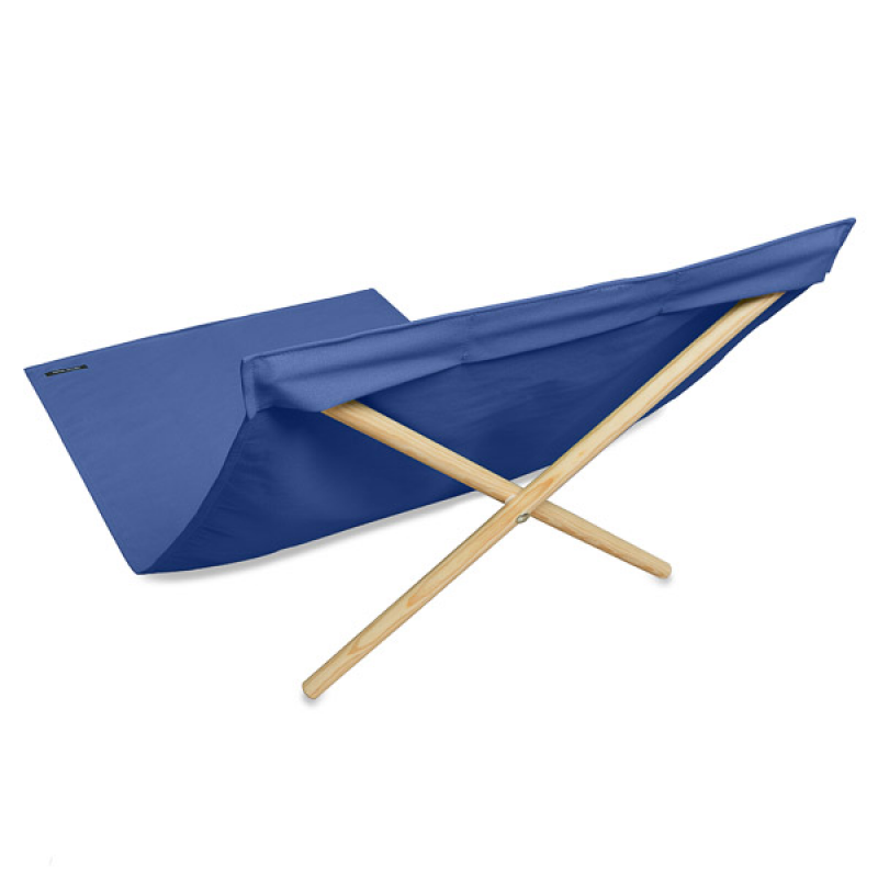 Blue deckchair from canvas and pine, 140x70cm - NEO TRANSAT BLEU ROI