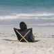 Silla de playa gris oscuro de tela y pino, 140x70 cm - NEO TRANSAT CINZA