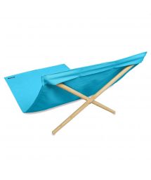 Sky blue deckchair - canvas and pine, 140x70cm - NEO TRANSAT EMERAUDE