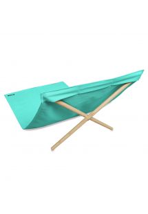 Turkusowy leżak plażowy 140x70 cm płótno i sosna - NEO TRANSAT VERT EMERAUDE