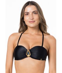 TOP BANDEAU DRAPEADA MEDIA LISO PRETO