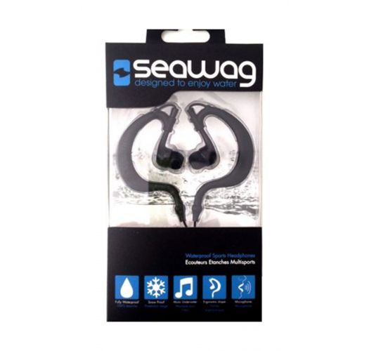 100% waterproof earphones with integrated microphone - SEAWAG BLACK WATERPROOF EARPHONES