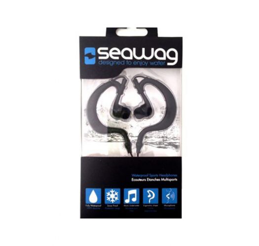 100% waterproof earphones with integrated microphone - SEAWAG BLACK WATERPROOF EARPHONES