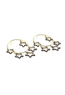ダークパールの星が５個付いたゴールドのイアリング XL - Night Earring GP XL 6053
