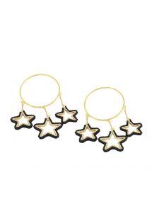 ダークパールの星が３個付いたゴールドのイアリング - Nova Earring GP M 6052