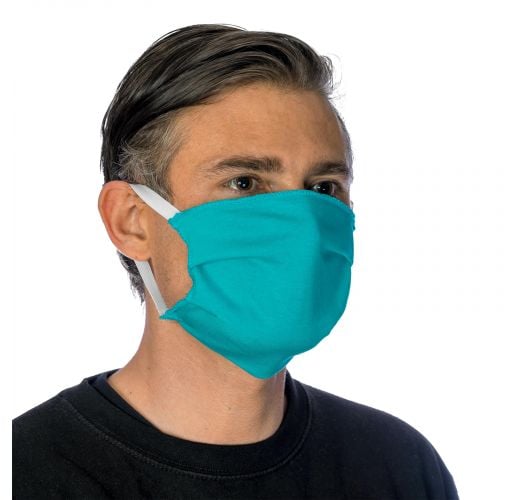 Blue cotton barrier mask with filter pocket - FACE MASK BBS18 - FILTER POCKET