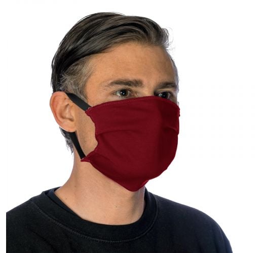 Red cotton barrier mask with filter pocket - FACE MASK BBS19 - FILTER POCKET