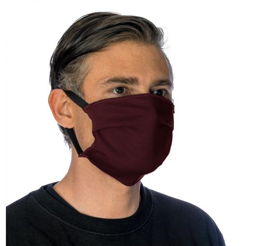 Burgundy cotton barrier mask with filter pocket - FACE MASK BBS20 - FILTER POCKET