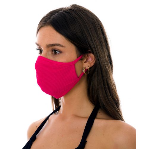 Reusable and washable pink textured fabric mask - FACE MASK BBS28