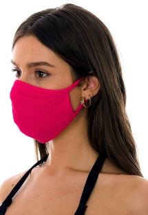 Maska wielokrotnego użytku z różowego, teksturowanego materiału - FACE MASK BBS28