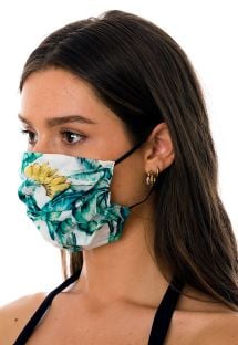 Green tropical 3 ply reusable fabric mask - FACE MASK BBS34