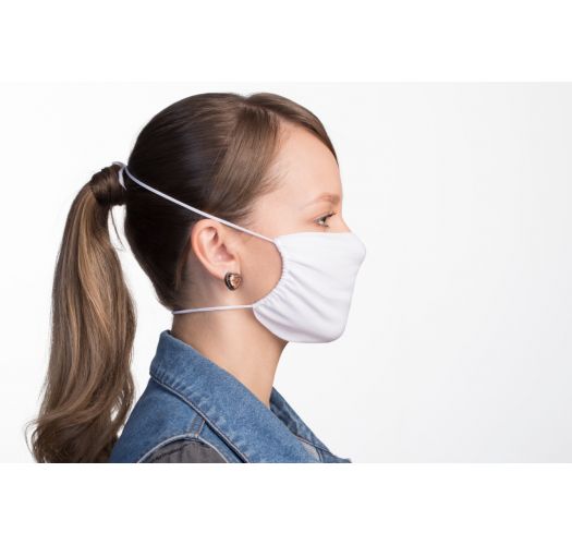 Set of 10 white reusable barrier masks - 10 x FACE MASK BBS01 2 LAYERS