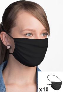 Pakke med 10 gjenbrukbare regulerbare svarte ansiktsmasker I stoff - 10 x FACE MASK BBS02 2 LAYERS