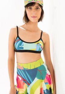 Sports bra with tropical print and strappy back - TOP TIRAS GALEGO TROPICAL