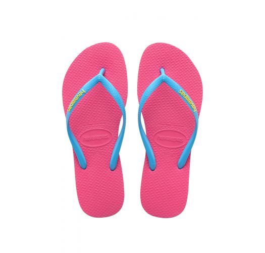 Pink Flip Flops - Havaianas Slim Logo Orchid Rose/Turquoise