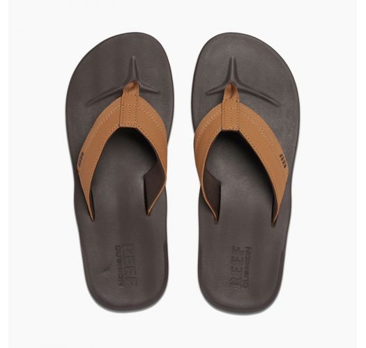 Brown Comfortable Flip Flops With Molded Sole - Contoured Cushion Brown ...