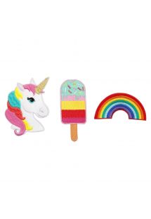 Set of 3 badges: unicorn / ice cream / rainbow - BADGES SWEET TOOTH