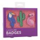 Set of 3 badges: toucan / flamingo / cactus - BADGES TROPICAL