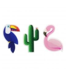 Set of 3 pin-on's: toucan / flamingo / cactus - PIN-ONS TROPICAL