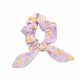 Pastel floral textured scrunchie with a bow - CANOLA SCRUNCHIE