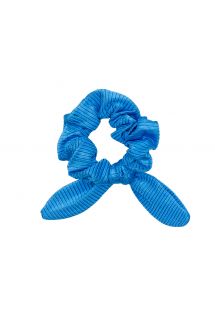 Niebieska teksturowana gumka z kokardką - EDEN-ENSEADA SCRUNCHIE