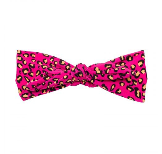 Headband avec nœud rose imprimé léopard - ROAR-PINK KNOT HEADBAND