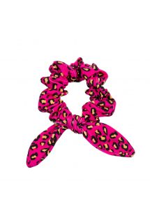 Scrunchie with pink leopard print bow - ROAR-PINK SCRUNCHIE