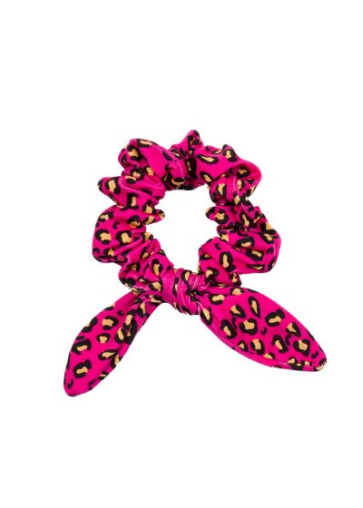 Scrunchie with pink leopard print bow - ROAR-PINK SCRUNCHIE