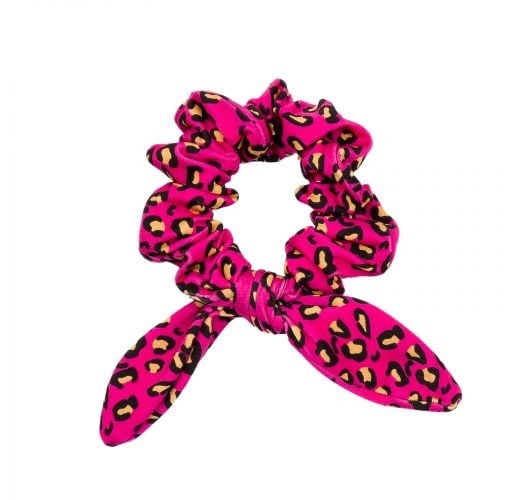 ヘアーアクセサリー ピンクのヒョウ柄蝶結びシュシュ Roar Pink Scrunchie ブランド Rio De Sol