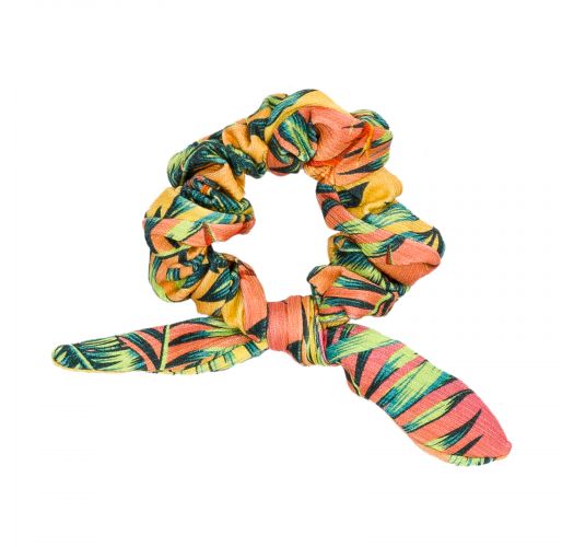 Multicolored tropical scrunchie with a bow - SUN-SATION SCRUNCHIE