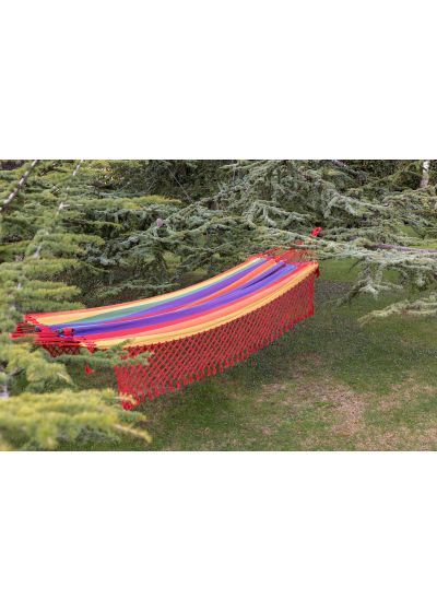 Разноцветный гамак с плетеной красной бахромой 4M x 1,55M - ARCO IRIS COLORIDA