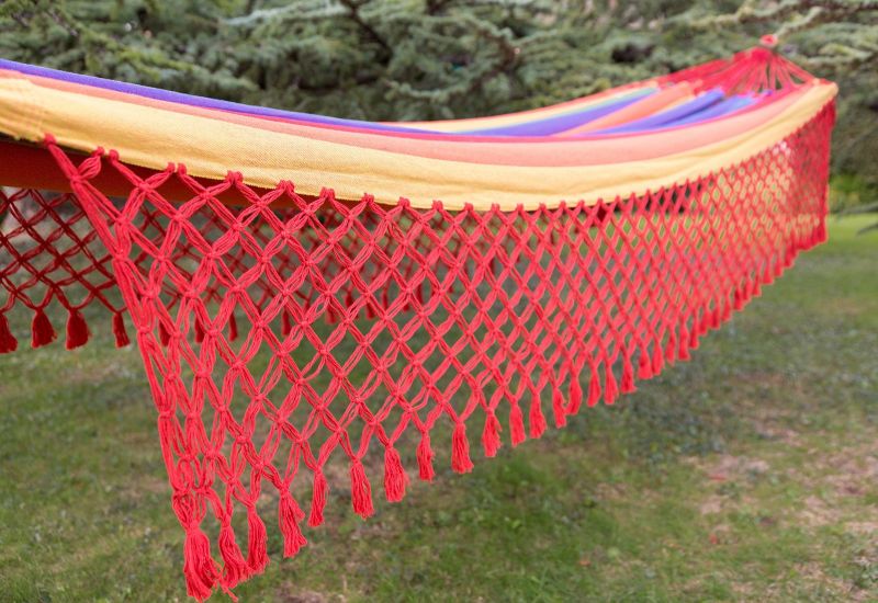 Разноцветный гамак с плетеной красной бахромой 4M x 1,55M - ARCO IRIS COLORIDA