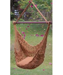 Handmade caramel rope hammock chair - CADEIRA C CORDA CARAMELO