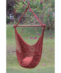 Handmade red rope hammock chair - CADEIRA C CORDA VERMELHO