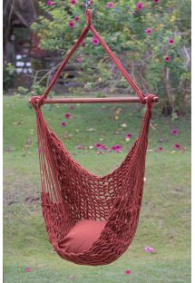 Handmade red rope hammock chair - CADEIRA C CORDA VERMELHO