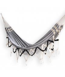 Gray,  white and black hammock 4.2m x 1.6m -  recycled cotton - HAMMOCK CASAL TUPI