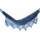 Blue stripes jacquard cotton hammock with macrame edges 4,1M x 1,6M - MARAGOGI AZUL
